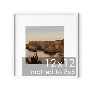 Haus and Hues Metal Picture Frame with Plexiglass Cover, White, 12X12