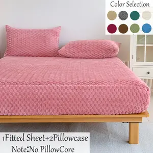 Classic Solid Color Turtle Velvet Bedding Set, King/queen Size, Deep Pocket, Anti-Wrinkle, Non-Slip, Includes Sheet and Pillowcases, Soft Breathable Sheet