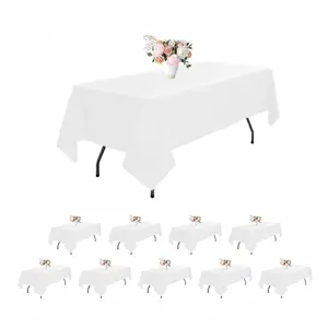 EMBER Table Cloth - 10 Pack White Rectangle Tablecloths, 60 x 102 Inches, Stain and Wrinkle Resistant Polyester, Perfect for Parties and Weddings tablecover