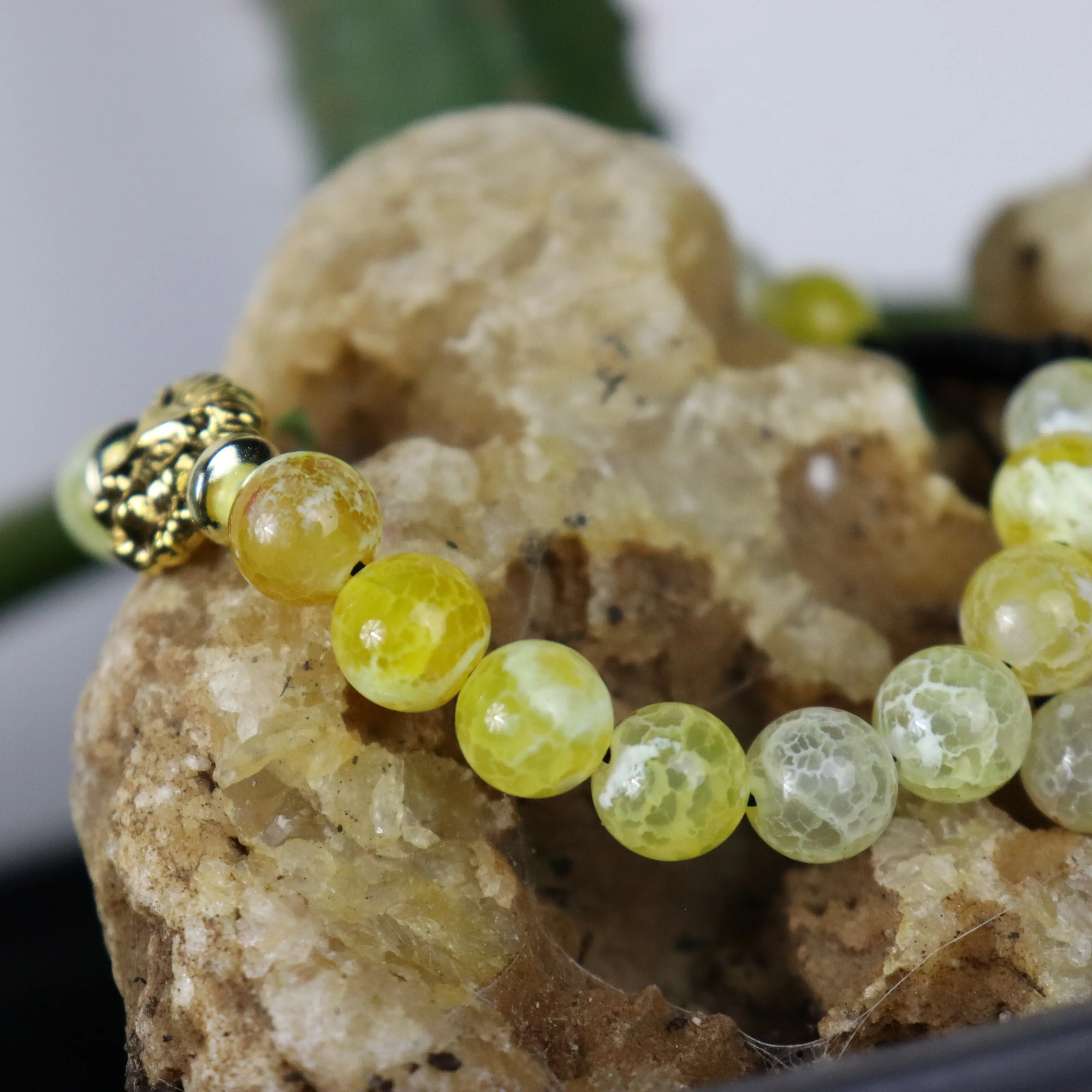 I'm Just a G.I.R.L Inner Sun-Serengeti Collection Beaded Bracelet with Yellow and Green Beads and Gold Alloy Accents