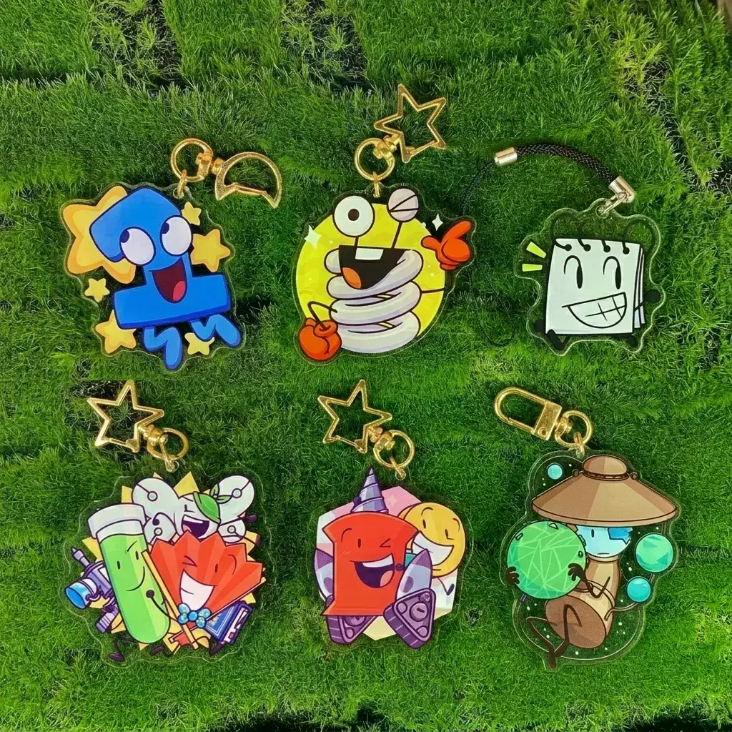 Inanimate Insanity Keychain, Object Show, bfdi, tpot, CoinPin, MePhone4, Two, FanTube, Airy HFJONE, Teddy Bear, Sketchpad, One, Springy - Kawaii Keyrings Birthday Gifts – Cute Acrylic Keychain Charms, Perfect Gift for Fans & Collectors