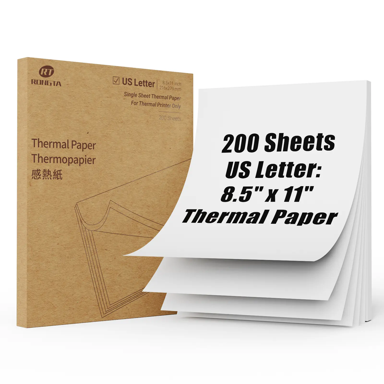 200 Sheets Thermal Printer Paper – US Letter 8.5x11" & A4, Compatible with RONGTA-F81-F11– BPA Free Legal Size