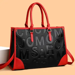 Handbag Large Capacity New Versatile Simple European and American Retro Embossed Fashion Commuter Tote Bag Colorful Leather Handmade Colorblock Purse