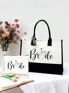 Bridal Handbag & Makeup Bag Set, Perfect Gift for Wedding, Bridal Shower, Engagement, Bachelorette Party, Practical Accessory