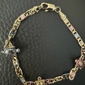 18k  Tri Color Gold PlatedTurtle  Bracelet Pulsera Oro Laminado women’s bracelet