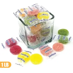 Sunkist Fruit Gems Gourmet Candy - 16 Oz (1Lb) & 8 Oz Resealable Bags - Individually Wrapped Fruit Pectin Jells - Orange, Lemon, Pink Grapefruit, Raspberry & Lime - Vegan, Gluten-Free, Kosher