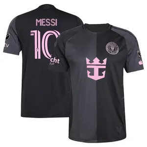 Messi #10 Inter Miami Team Major League Soccer 2025/26 A football kit Black with Embroidered logo and Sharp stitching Jersey, Breathable Quick Dry Short Sleeve Athletic Tops for Football Fans, Football Collectors & Streetwear Enthusiasts