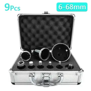 9Pcs 6-68mm M14 Thread Porcelain Tiles Crowns Cutting Tools Diamond Cup Saw Marble Hole Saw Dry Drill Bit Set Granite Cutter Tool Accessories Drill Bits Set