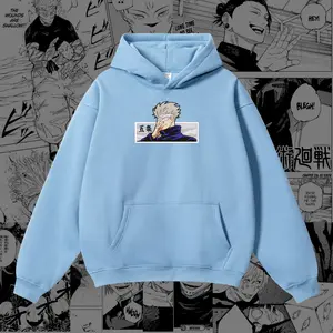 Anime Embroidered Hoodie | Infinity Sorcerer Inspired | Japanese Streetwear Pullover | Stylish Long Sleeve Cotton Blend