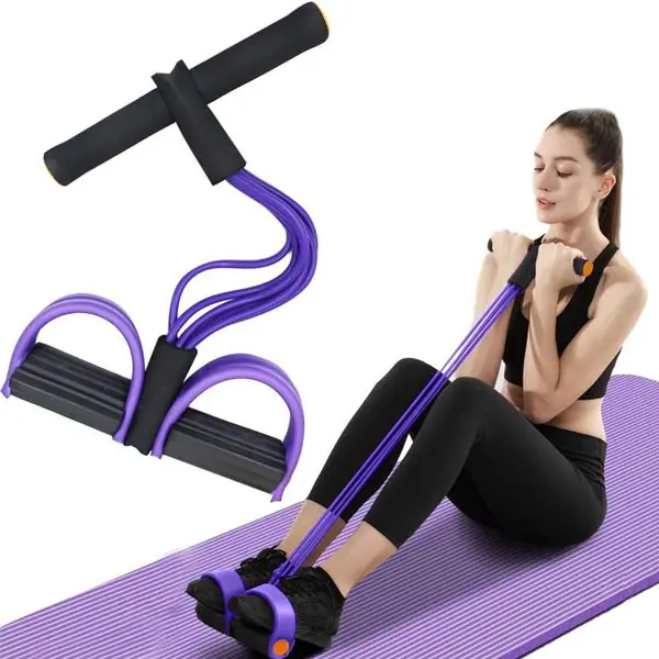 4/6 Tube Pedal Resistance Band Device,Foot Pedal Resistance Band with Handle Women Workout Bands For Legs Working Out Equipment