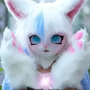 Cute Fursuit Kigurumi Headset Furry Animal Cosplay Costume Paws Kig Comiket Furries Rubbit Doll Cat Comiket Furries Doll Costume