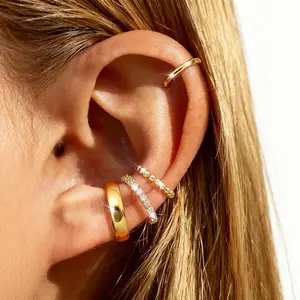 CASAIECA 14K Gold Plated Ear Cuff Earrings for Women Non Piercing - Hypoallergenic Ear Cuffs 14K Silver/Gold Plated Non Tarnish Clip on Cartilage Earrings Fake Earring Set Trendy Jewelry, Daily Wear Summervibes