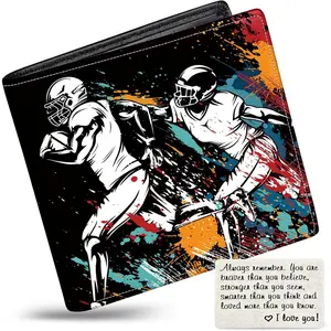 Boys Wallet for Kids, Teen Boy Athletes Wallets 9-12 8-10 8-12, Cool Novelty Leather Bifold Rfid Blocking Purse Coin Pocket Zipper Id Window for Children Men Male Youth Guys Birthday Christmas Gifts