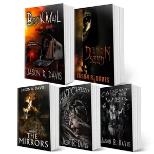 JD Horror 5 book box by Jason Davis - Signed Copies featuring Demon Seed, Inside the Mirrors, Bookmail, Hatched and Caught in the Web