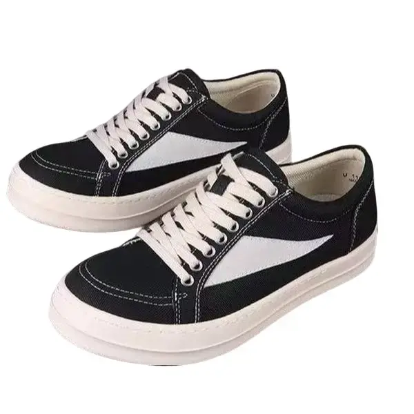 classic black and white inverted triangle canvas trainers for men and women designer ro gothic style lace up retro shoes size 34-48
