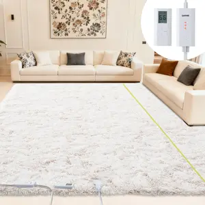 Electric Warming Mat with Adjustable Timer and Quick Heating, Soft Plush Foot Warmer for Home Office, Gaming, Living Room