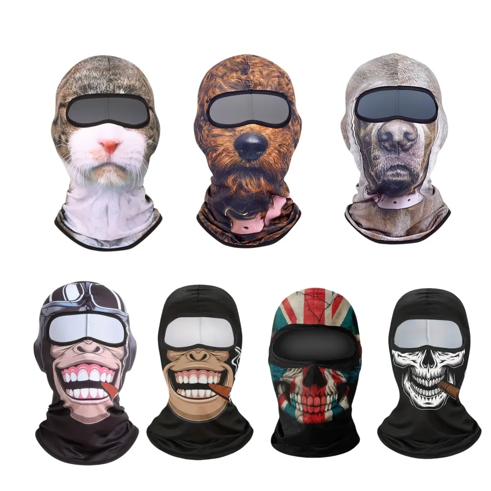 Cat Dog 3D Ski Mask Balaclava Full Face Cover for Men Women, Cute Animal Ears Cat Hood UV Sun Protection Shiesty Face Mask for Outdoor Hiking Cycling Ski Halloween Party