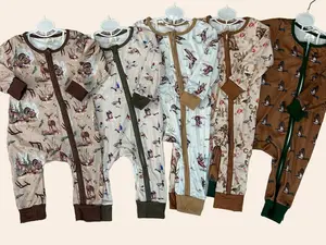 【Mother’s Day Gift】Premium Soft Sleepwear, Cotton Blend Animal Print 1-Piece Baby Sleeper, Cozy Hunting Season Fall Style, Deer and Duck Toddler Bodysuit Pajamas, One-Piece