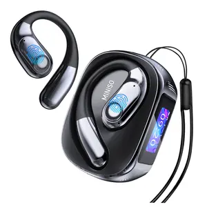MINISO ms193 True Wireless Earphones,LCD Full Color Display Charging Case,OWS Open Ear Headphones Waterproof Bluetooth Earbuds,Support Playing Music Gaming