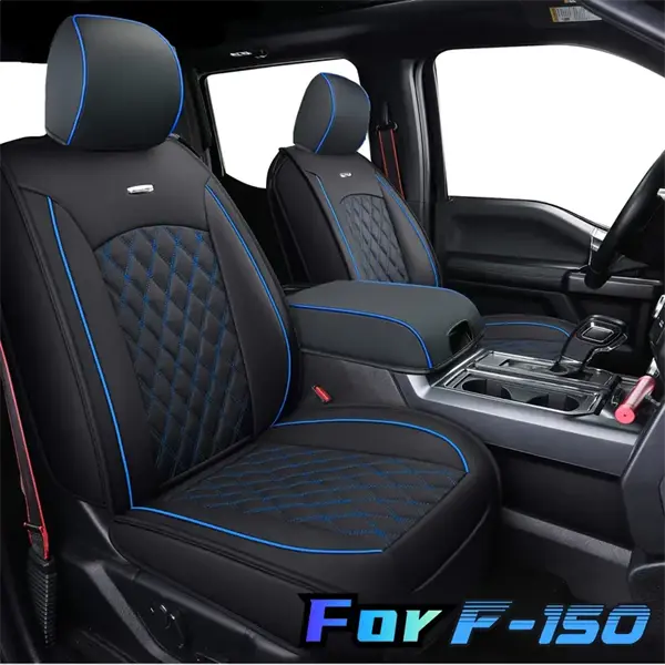 KOLZIIS Ford F150 Seat Covers for 2015-2026 F150 SuperCrew/CrewCab 5 Slip-Over Style Headrest Covers & 60/40 Split Rear Bench Cover Car Interior Kit