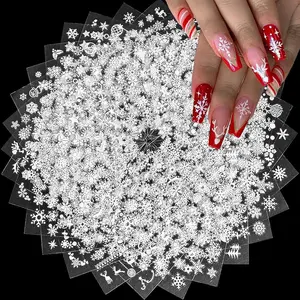 ❄️ 30-Piece White Snowflake Nail Sticker Set ❄️ Shiny 3D Self-Adhesive Nail Decals | 🎅 Christmas/⛄️Winter/New Year Nail Art DIY Decoration Accessories