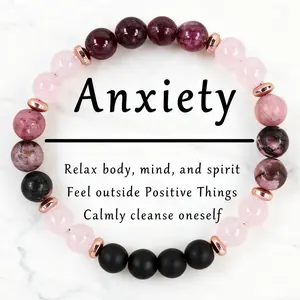 Healing Crystal Bracelet For Women Anxiety Crystal Bracelet Beaded Bracelets Rose Quartz Crystals And Healing Stones Yoga Meditation Bead Bracelet Calming Stretch Bracelet Stress Relief Gifts For Women