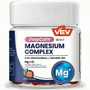 Limited time sale! VEV Deep Calm Magnesium Complex 14-in-1 Gummies - with D3, Ashwagandha, L-theanine, Zinc - NoAdded Sugar Vegan Glycinate Gummies - Healthy Body Function Muscle Magnesium Complex for Women and Men, - 90 Count (Pack of 1), boost immunity