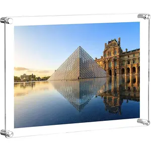 8.5x11  Wall Mount Floating Picture Frame,A4 Letter Size Photo Frame for Document Certificate Sign Display,Double Panel (Full Frame is 9.4x13.4 inch),Clear,Pack of 1