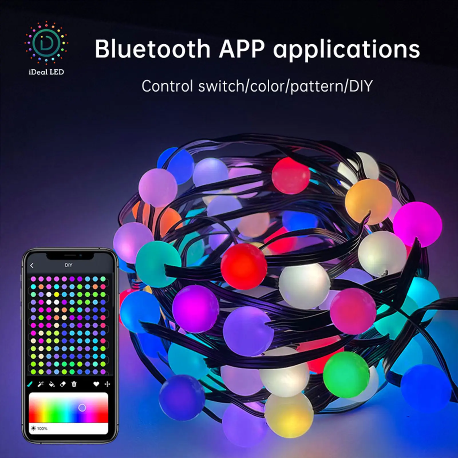 Bluetooth Smart Globe String Lights 10m/66 or 20m/132, Dreamcolor RGB Fairy Lights, App Control & Remote + Music Sync, USB Powered 5V 2A, Frosted Mini Globe LED Lights, Timer & DIY Effects, Christmas Lights Outdoor (IP65 WaterProof)