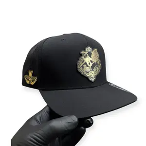 Unisex Rooster Print Snapback Hat - Black with Gold Logo, Red Undervisor, Adjustable Size, Comfortable Polyester Fit, Daily & Casual Wear Fashion Accessory, Baseball Cap