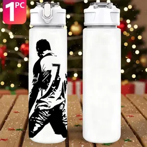 1pc Sports Soccer Plastic Water Bottle, With Flip-top Lid, 25oz (750ml) Plastic Cup. Ideal for Outdoor Activities, Durable and Drop-resistant, Easy to Clean. Lightweight and Portable, Leakproof Water Bottle