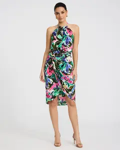 Express Floral Halter Keyhole Twist Wrap Mini Dress