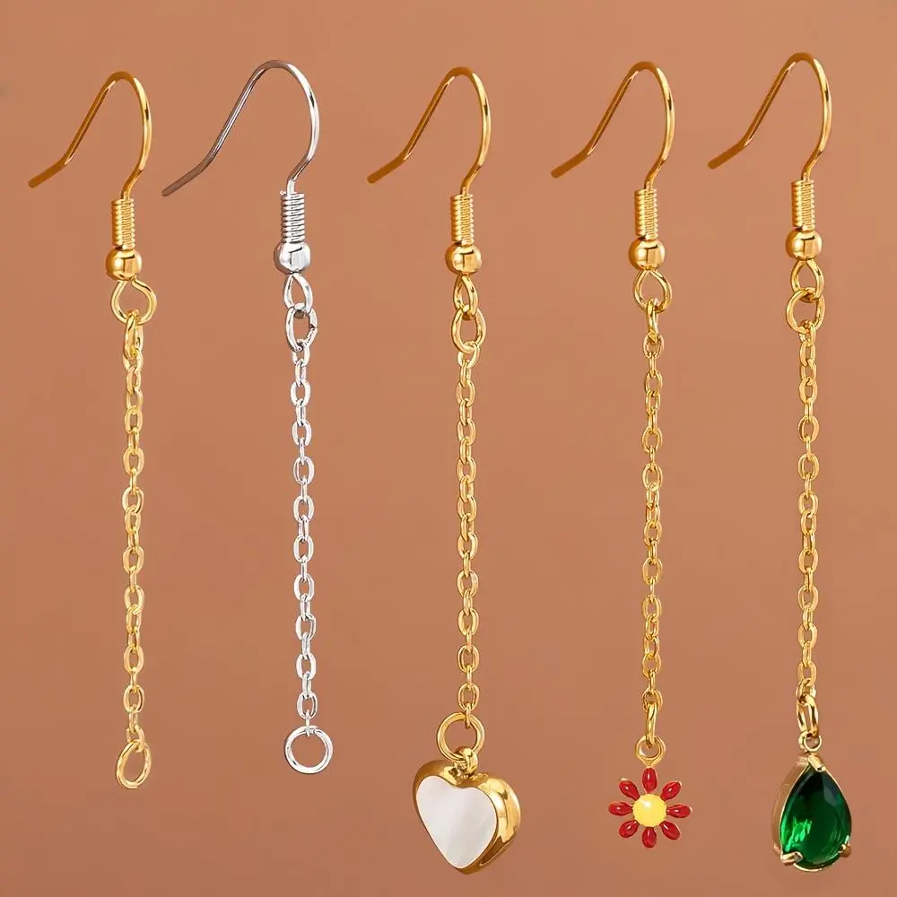 10pcs Stainless Steel Earring Hooks with Connector Ring - Durable, Anti-Allergic, Easy-to-Use Drop Earring Wires for DIY Jewelry Making Supplies - Perfect for Crafting Unique Accessories