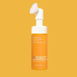 Veecent 150ml Gentle Turmeric + Kojic Acid Foaming Facial Cleanser Set with Silicone Brush, Coconut-Soothing Facial Care Skincare Product