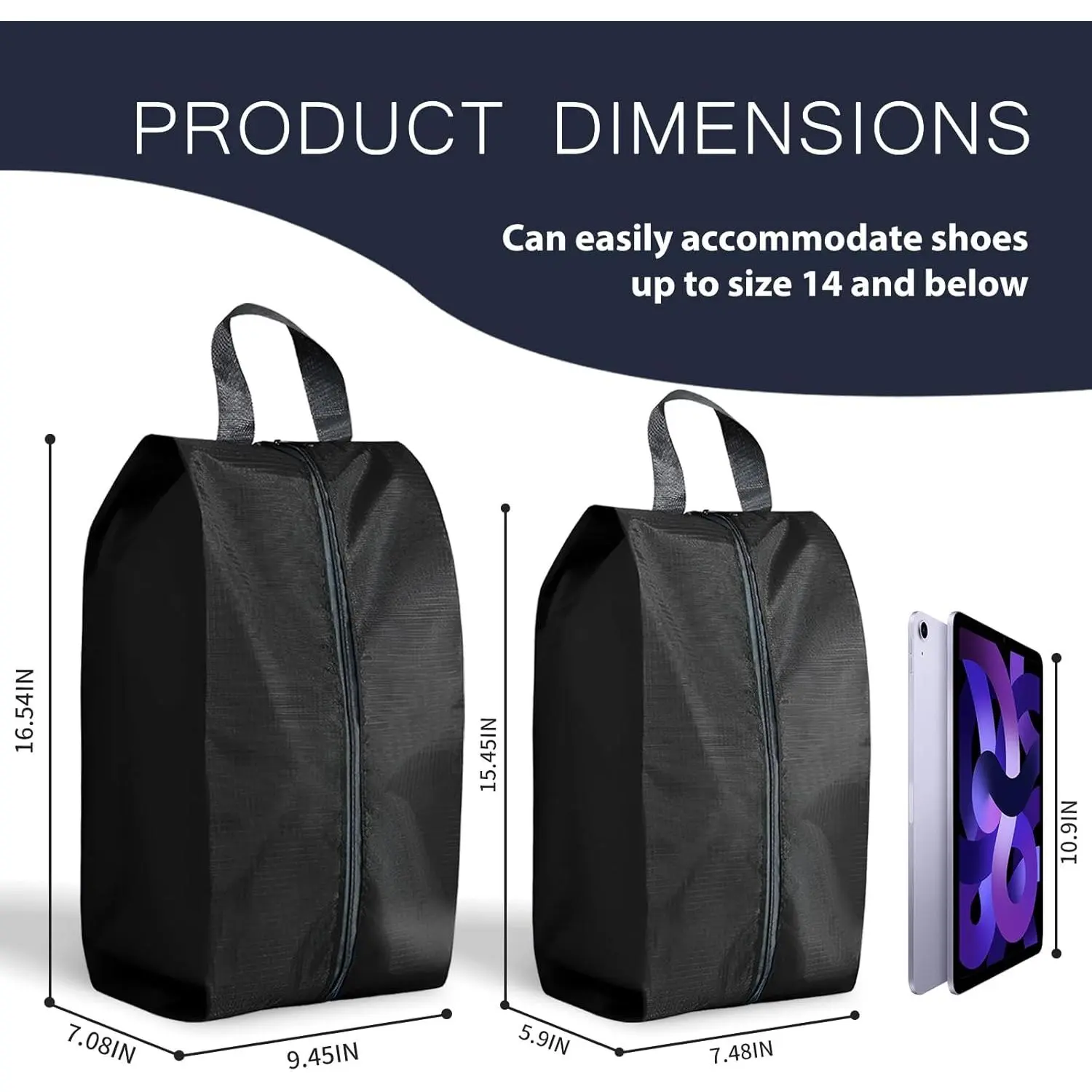 "Premium Waterproof & Dustproof 4-Pack Extra Large Travel Shoe Bags"