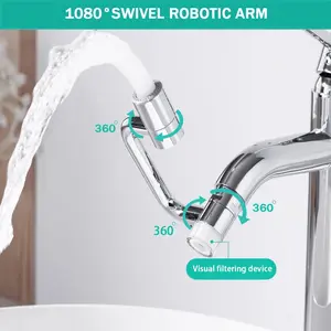 1440° Rotating Faucet Extender with Filtration Function, 1080°+360° Rotating Extension Mechanical Arm Sink Aerator, suitable for kitchen/bathroom faucet accessories, 2 water output modes.