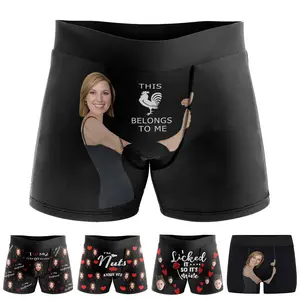 Custom Men's Boxer Briefs This Belongs to Me Boxers for Men Personalized Funny Wife Face Shorts Underwear, 01