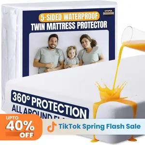Utopia Bedding Waterproof 5-Sided Mattress Protector, Premium Breathable Mattress Cover, Fitted Style with Stretchable Pockets