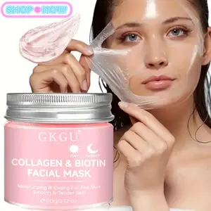 GKGU Collagen & Biotin Face Mask – Low-allergen formula rich in moisturizing and antioxidant ingredients; suitable for fair tan skin tones; can be used day and night; smooth texture, refreshing and non-greasy; skincare, daily care, moisturizer