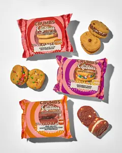 CRUMBS Original Chubbies Combo Variety Pack - 24-Cookie Sandwiches (12 Grab-and-Go Packs) with Birthday Cake, Chocolate Chip & Red Velvet Flavors - Exotic Flavor Sandwich Cookies