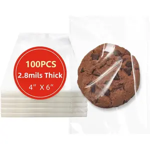 4x6 Inches 100 count Clear Self Sealing Cellophane Bags Cookie Bags Resealable Cellophane Bag for Packaging Cookies,Gifts,Favors, Products,Candy