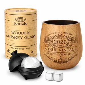 Retirement Gifts for Men - The Legend, Now Retired 2026 - Wooden Whiskey Glass Gift Set for Dad Husband Coworker, Charred Bourbon Glass with Ice Ball Mold & Whiskey Stones, Funny Gifts Ideas for Him cup boyfriend father friend Drinking party wood