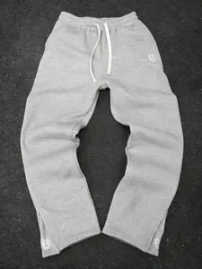 Viral Minimalist Sweatpants, Oversized Monogram Embroidered Fleece Joggers, Streetwear Fashion for Y2K & Old Money Style, Cozy Oversized Fit