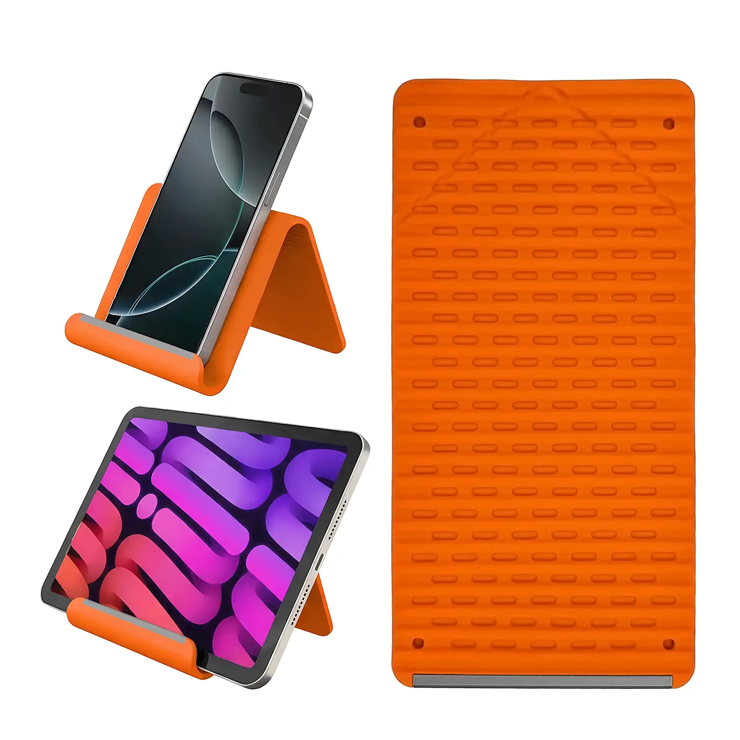 ISEMENA Portable Foldable Silicone Phone Holder,Bendable Freely into Any Shape,Multi-Angle Adjustable Stand for Mobile Phone, Tablet, Laptop - Foldable Portable for Desk, Travel, Home, Kitchen, Bed, Treadmill, Airplane