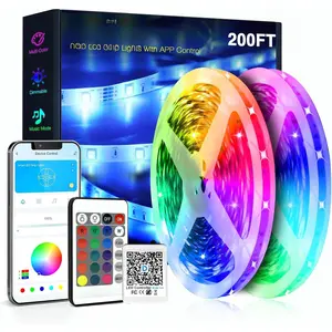 Led Strip Lights 200 ft (2 Rolls of 100 ft) Ultra Long  Light Strips with App Voice Control Remote, RGB  Sync Color Changing Lights for Bedroom, Kitchen, Party, Decoration