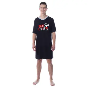 Peanuts Mens' Joe Cool Snoopy Classic Character Sleep Pajama Dress Shirt Nightwear Relaxed