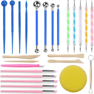 Polymer Clay Tools Dotting Tools for Nail Art Air Dry Clay Sculpting Painting Embossing Scoring Modeling Ball Stylus Pen Rock Silicone