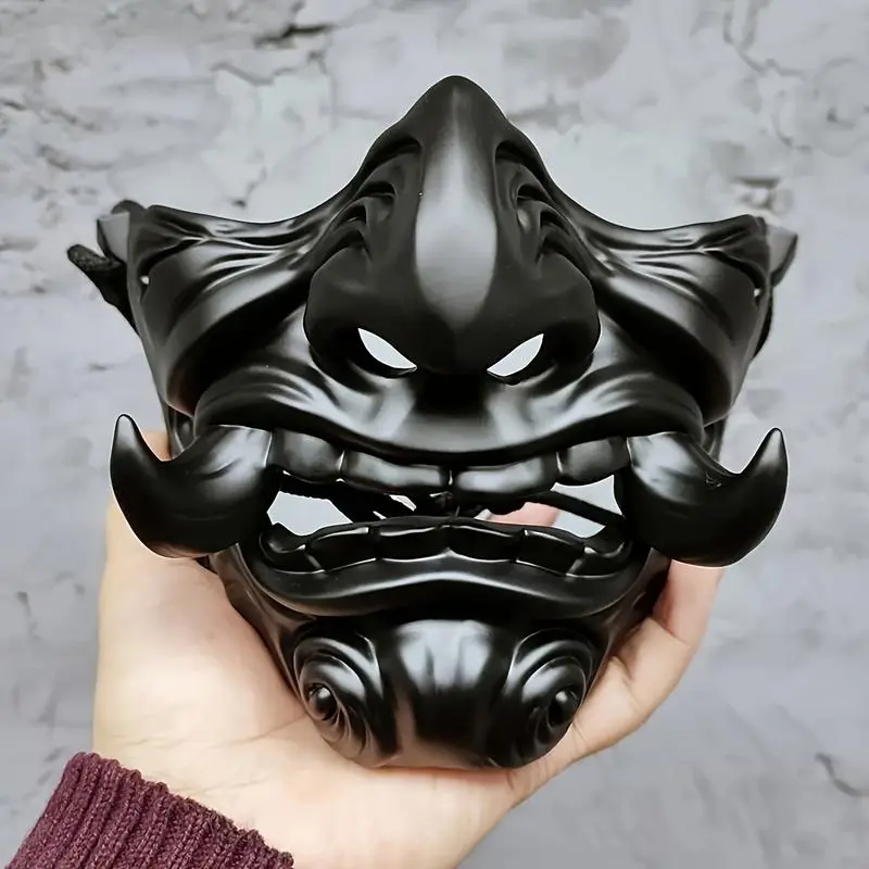 Samurai Mask - 1pc Realistic Cool Mask Cosplay Halloween Party Costume with Ghost Design for Role Play and Decoration Party Accessories