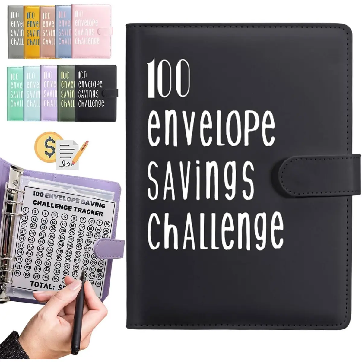 100 Envelopes Challenge Binder A5 Money Saving Budget Binder with Cash Envelopes
