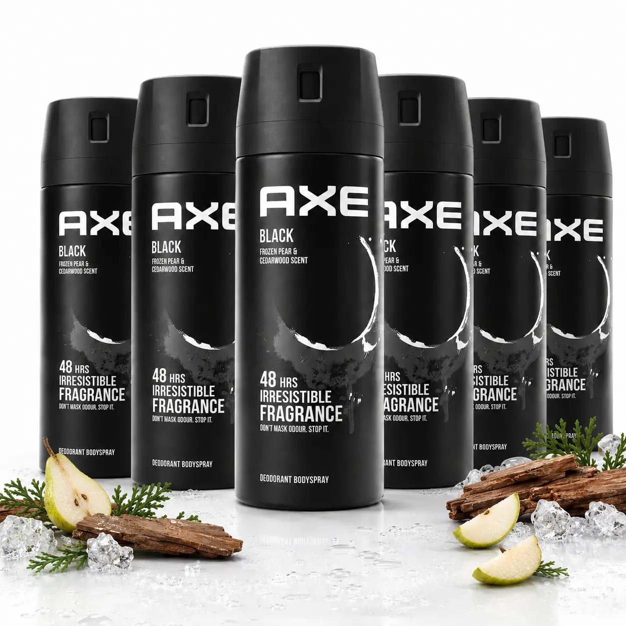 AXE Black Deodorant Body Spray, 5oz/150ml Frozen Pear & Cedarwood Scent, 48-Hour Fragrance Toiletry for Daily Use, Apply Daily, Cedarwood Base, Long-Lasting